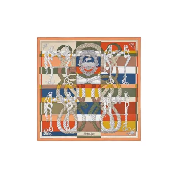 HERMES Della Cavalleria Silk Scarves Women's Orange