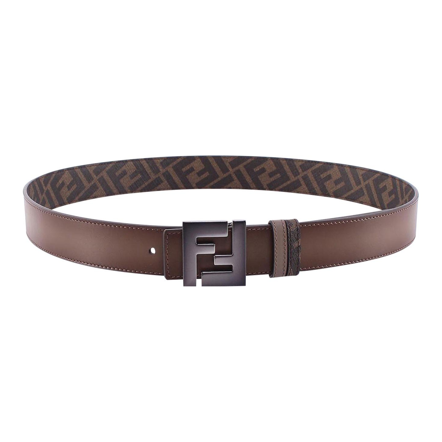 FENDI Leather Belt Unisex Brown 100