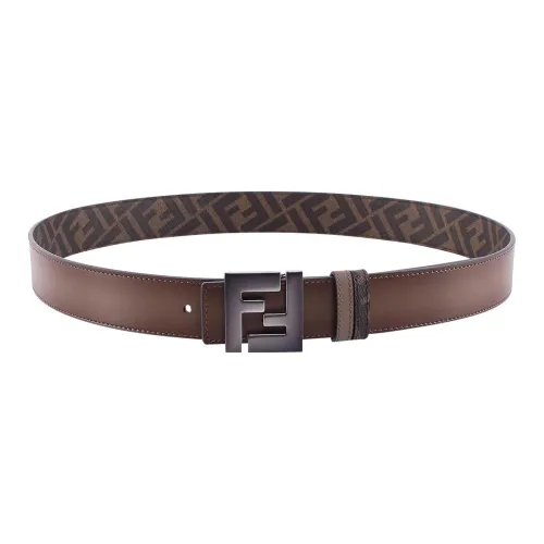 FENDI Leather Belts Unisex Brown