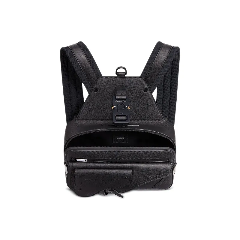 DIOR Saddle Cow Leather Backpack Unisex Black-2