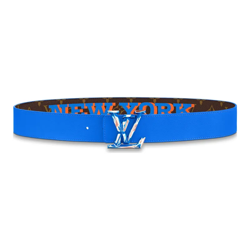 LOUIS VUITTON New York City Limited Double-Sided Belt Smooth Buckle Men's Width: 4cm-1