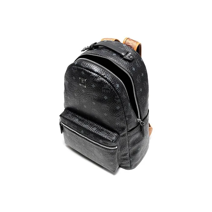 MCM Canvas With Canvas Backpack Large Size Unisex Black-5