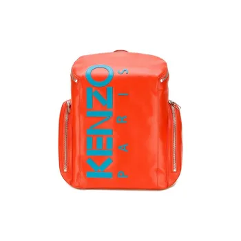 KENZO Letter Logo Smooth Cow Leather Backpack Women's Orange