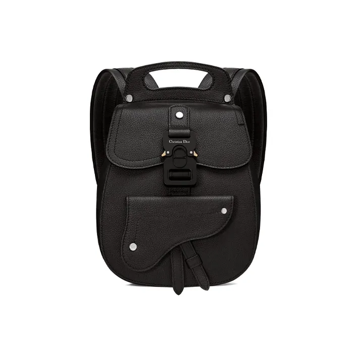 DIOR Saddle Cow Leather Backpack Men's Black-0