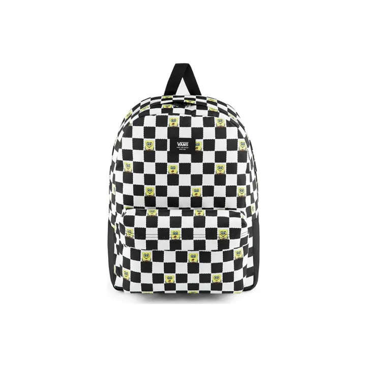 Vans Sponge Baby Collaboration Polyester Backpack Regular Unisex Black White Checkerboard-0