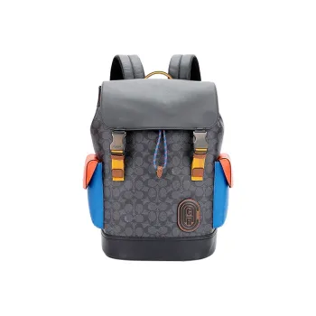 COACH Rivington Leather Travel Bag Backpack Backpack Large Size Men's Gray Multicolor