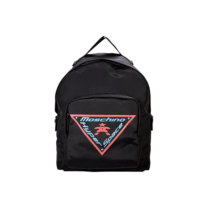 MOSCHINO Nylon Large Capacity Backpack Large Size Men's Black-0