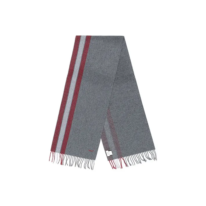 BALLY Knit Scarves Men Gray Red-2