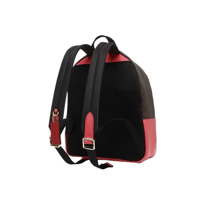 COACH Charlie PVC Backpack Medium Size Women's Red/Pink & Black/Brown-2