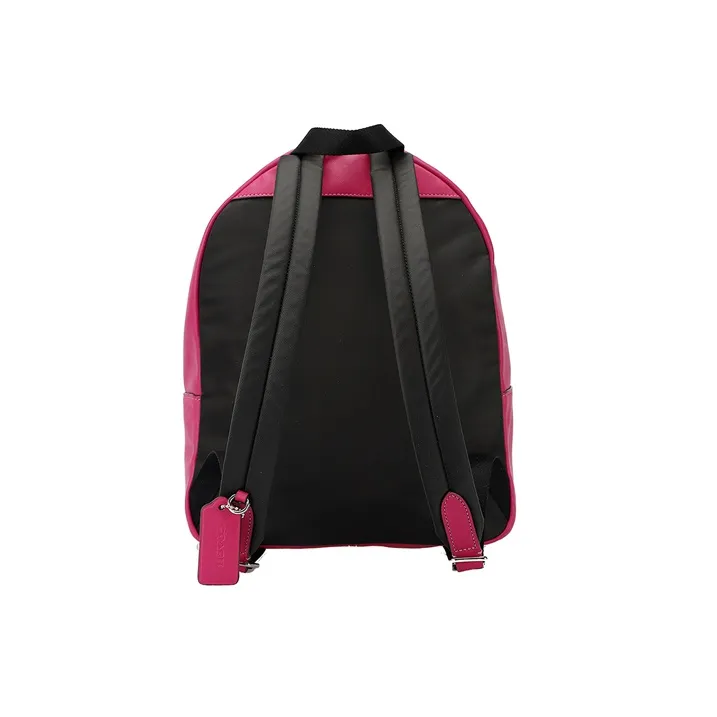 COACH Charlie Canvas With Leather Backpack Medium Size Women's Khaki Monogram & Pink-3