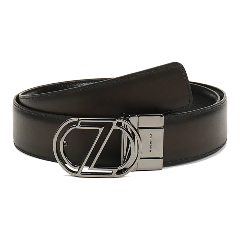 Zzegna Leather Belts Men Black Dark Brown-5