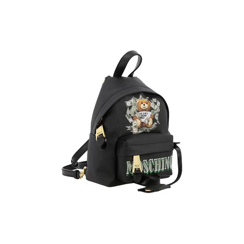 MOSCHINO Leather Backpack Mini Women's Black-1