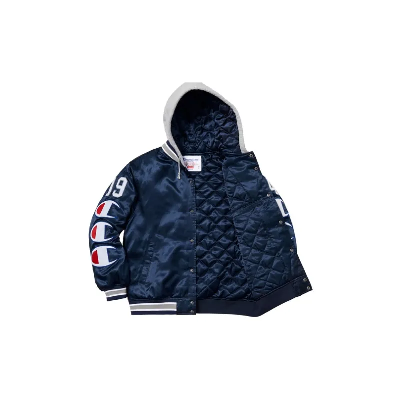 Supreme Champion Hooded Satin Varsity Jacket-2