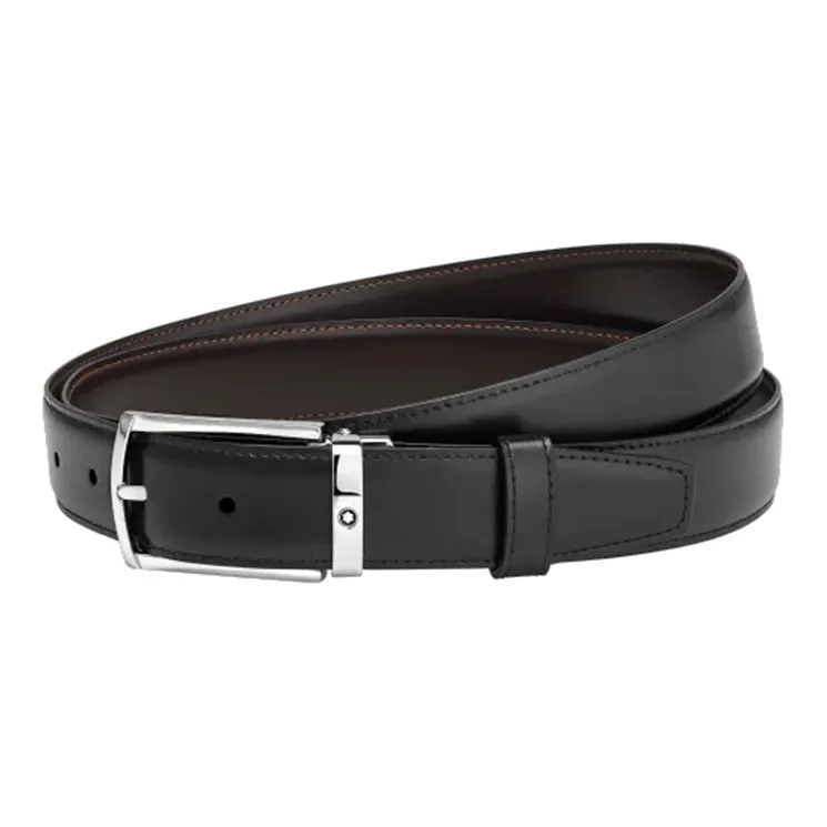 MONTBLANC Cow Leather Belts Men's Black/Brown Width 3cm-0