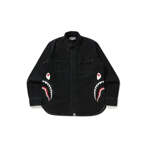 A BATHING APE  Men’s Side Shark Denim Shirt Black/Blue