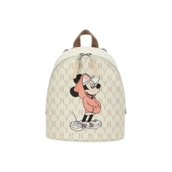 MLB Disney Collaboration Artificial Leather Polyester Backpack Mini Unisex Beige/Black