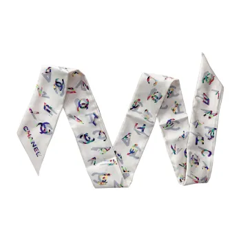 CHANEL Silk Scarves Women's White