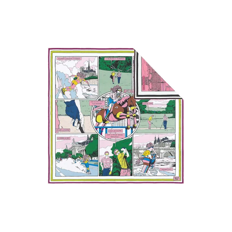 HERMES Silk Scarves Women's Pink/Green-1