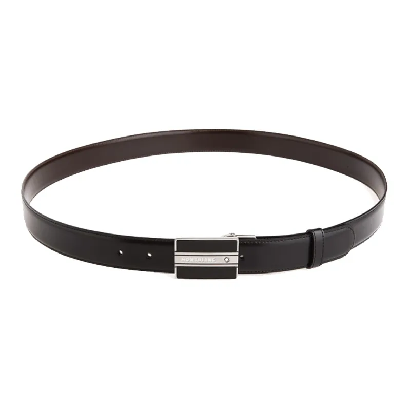 MONTBLANC Leather Belts Men's Black Width 3cm-1