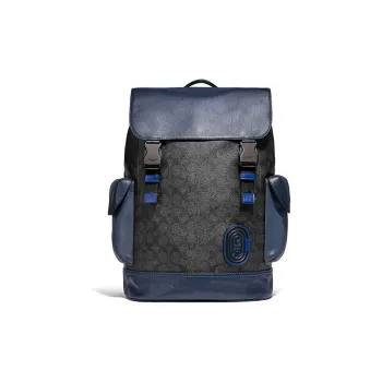 COACH Rivington Coated Canvas Travel Bag Backpack Tubas Men's Dark Blue
