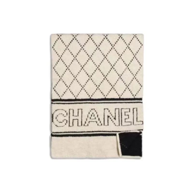 CHANEL Knit Scarves Unisex Beige-0