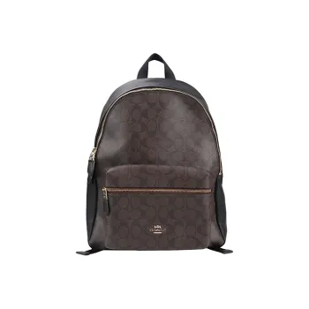 COACH Canvas With Leather Backpack Women's Dark Brown Monogram
