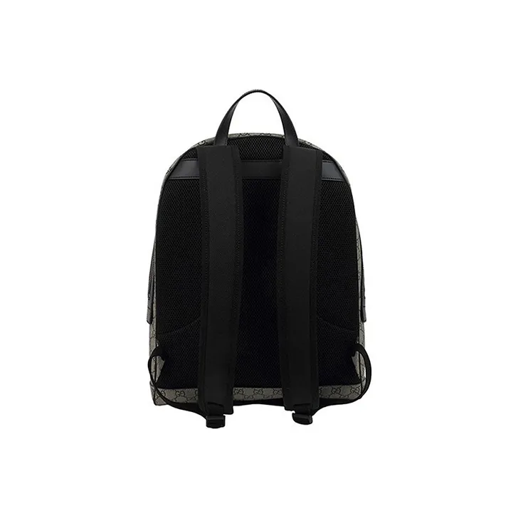 GUCCI Canvas With Leather Backpack Men's Ebony/Black-2