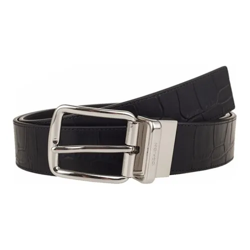 COACH Crocodile Leather Textured Pin Buckle Belt Cow Leather Belts Men's Black Gray Color