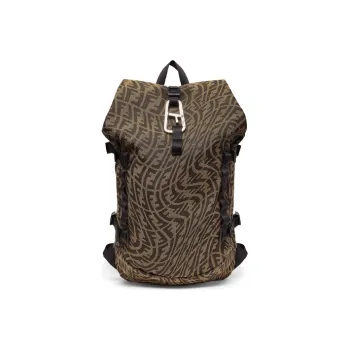 FENDI Canvas With Leather Backpack Men's Brown/Black