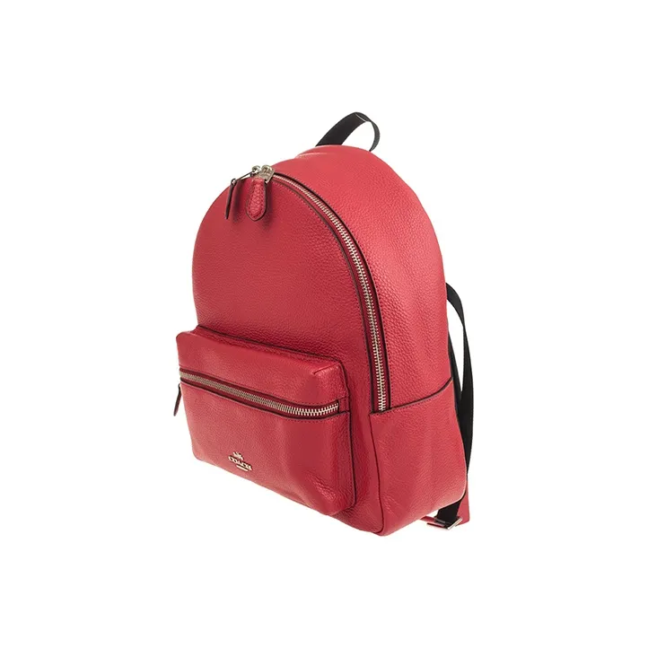 COACH Charlie Cow Leather Backpack Tubas Women's Red-1