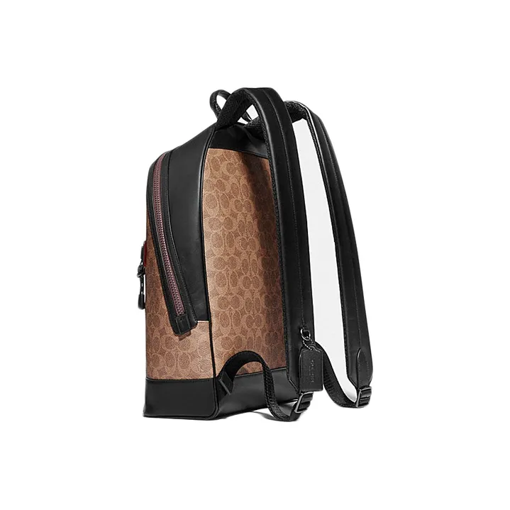 COACH Barrow Canvas Cowhide Backpack Large Size Men's Khaki-1