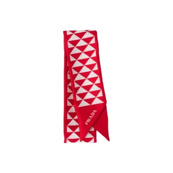 PRADA Silk Scarves Women's White/Red