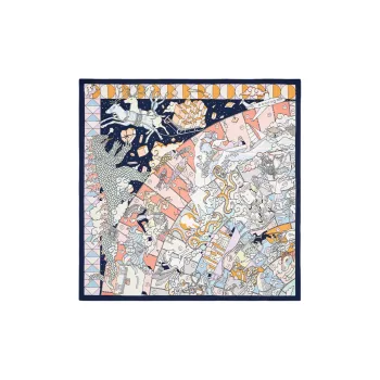 HERMES Silk Scarves Unisex Ocean Blue