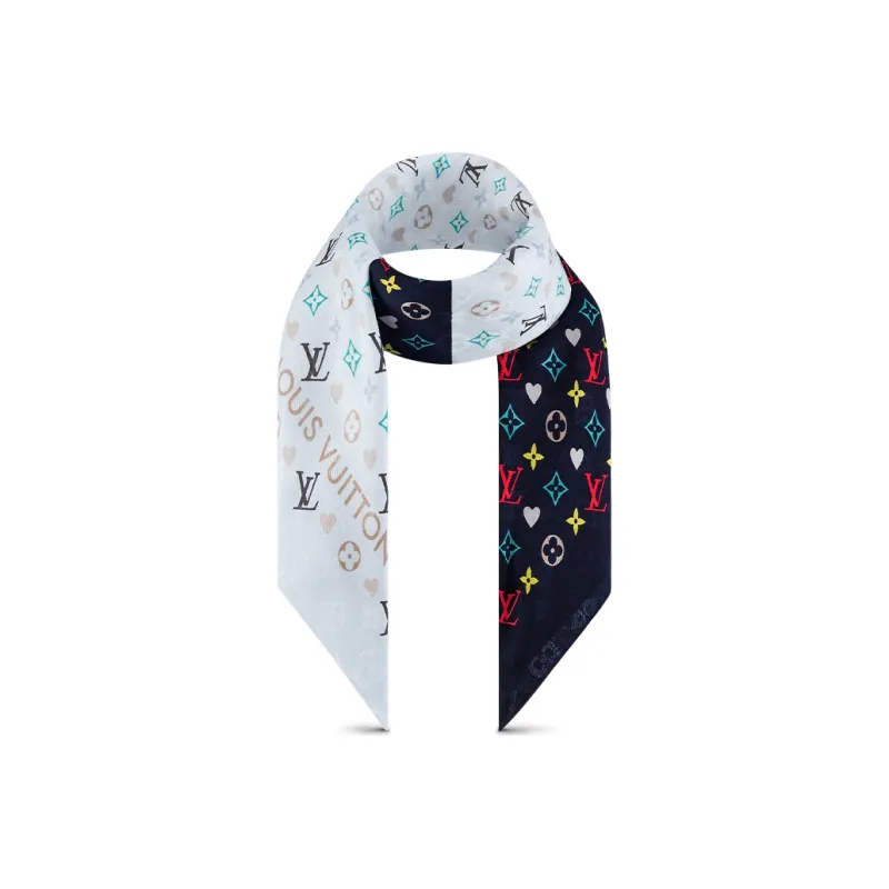 LOUIS VUITTON Mulberry Silk Wool Shawl Women's Blue-2