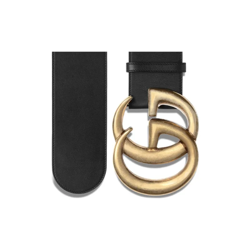 GUCCI Double G Wide Leather Belt Antique Brass Buckle 2.75 Width-1
