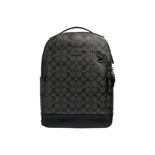 COACH Graham Canvas With Calfskin Backpack Large Size Men's Black Monogram