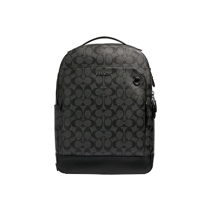 COACH Graham Canvas With Calfskin Backpack Large Size Men's Black Monogram-0