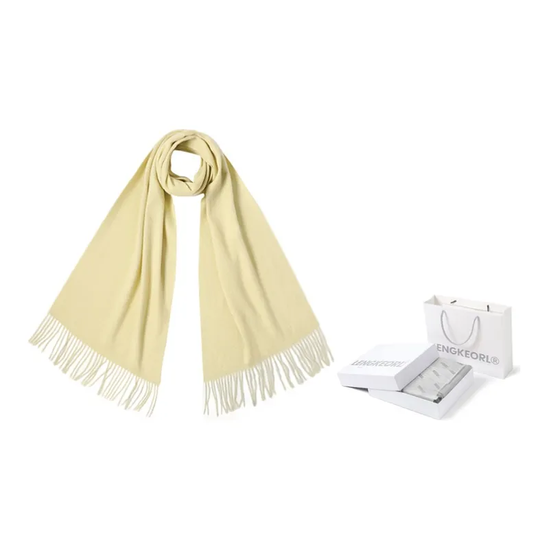 LENGKEORL Wool Knit Scarves Unisex Red-17