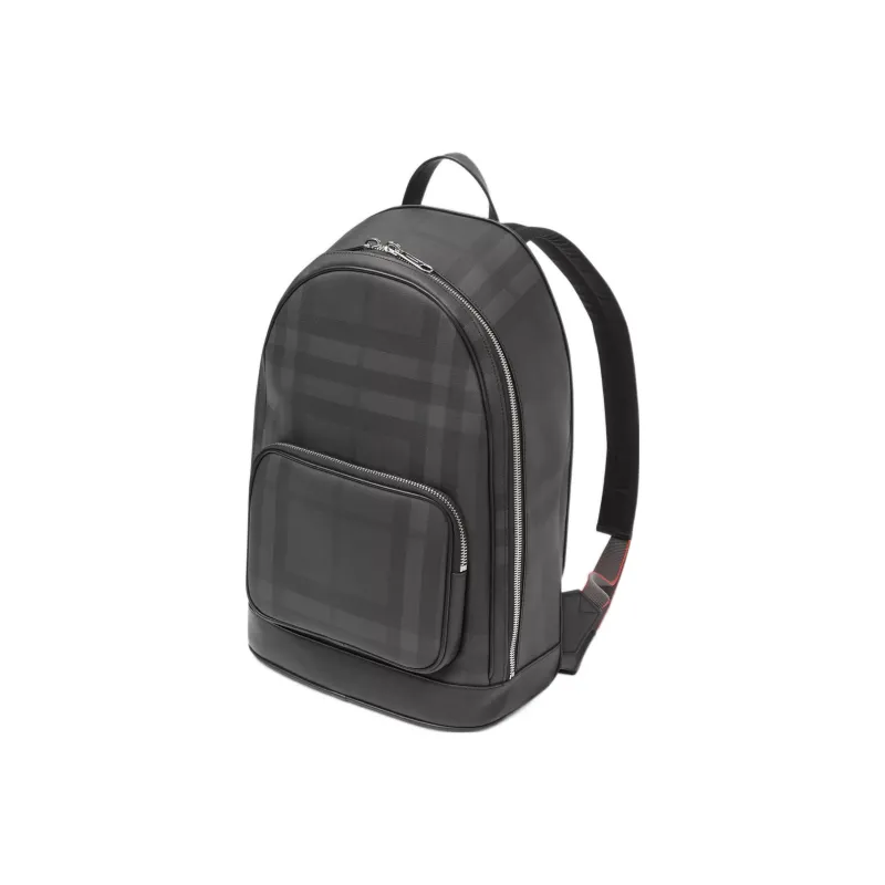 Burberry London Check And Leather Backpack Dark Charcoal-1