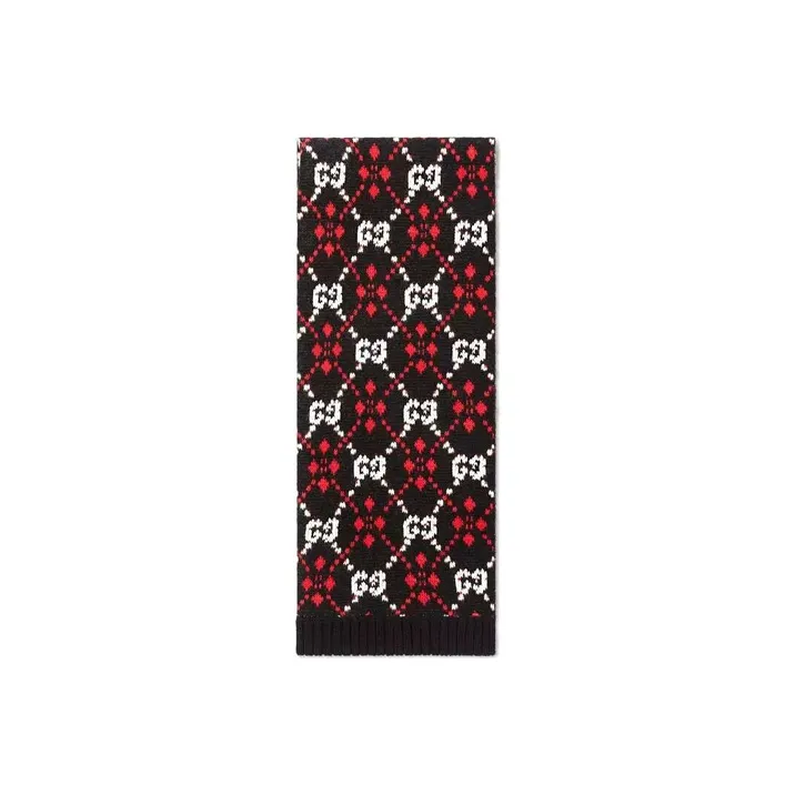 GUCCI Knit Scarves Men Black/Ivory-1
