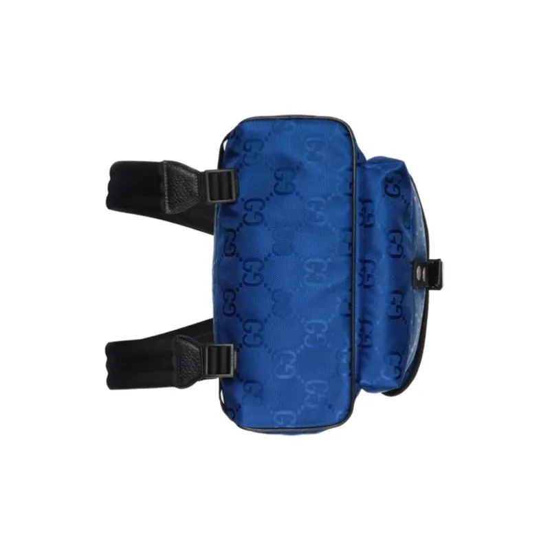GUCCI Off The Grid Leather Logo With Leather Backpack Unisex Blue/Black-5
