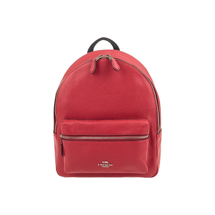 COACH Charlie Cow Leather Backpack Tubas Women's Red-0