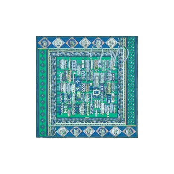 HERMES Collar And Your Beloved Dog Silk Scarves Women's Green
