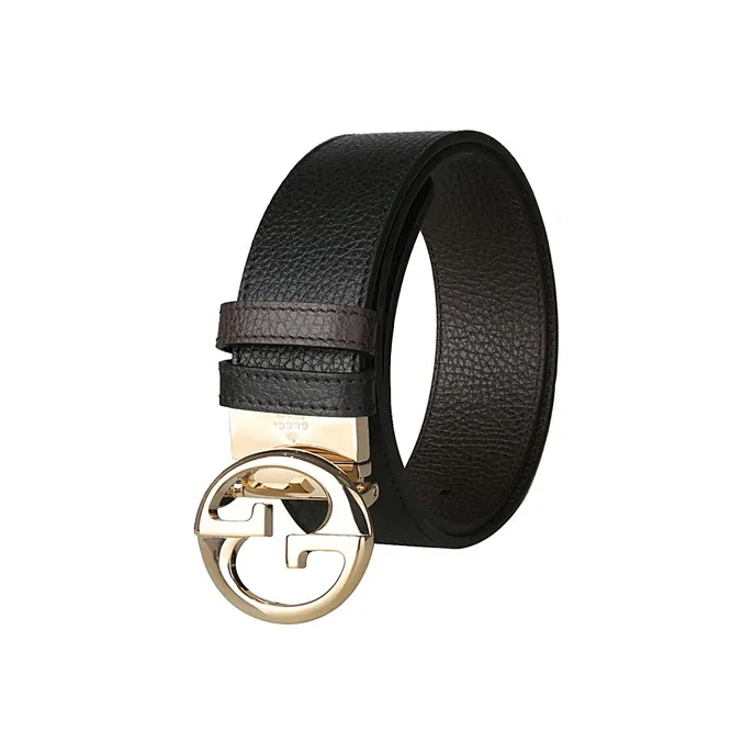 GUCCI Cow Leather Belts Unisex Black Width 4cm-1
