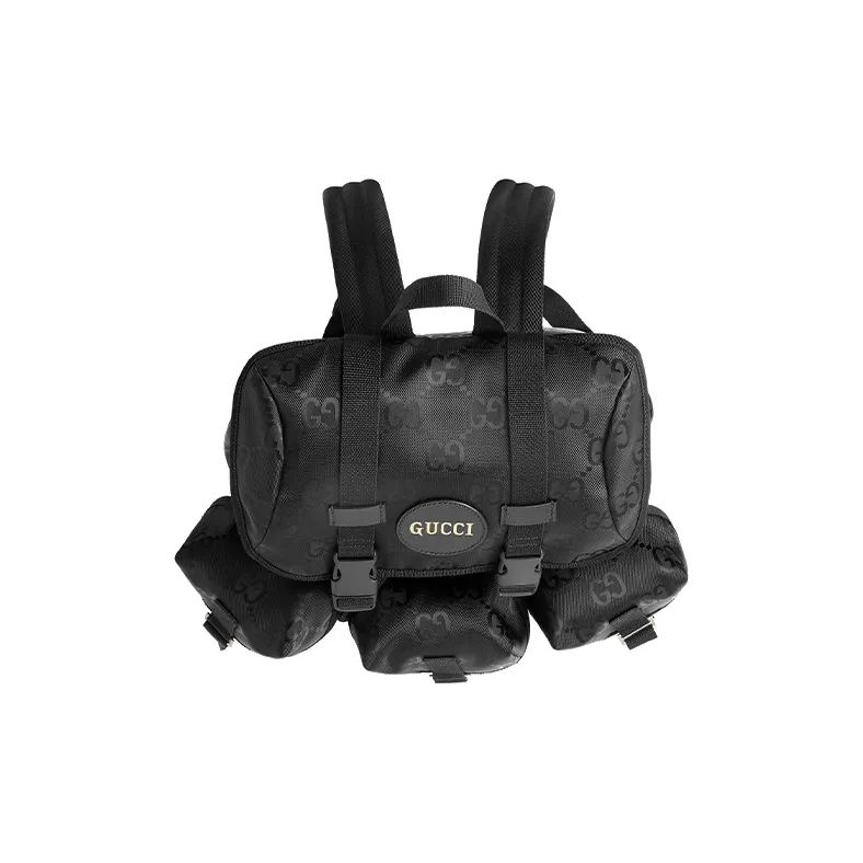 GUCCI Nylon With Leather Backpack Men's Black-4
