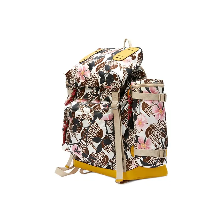 GUCCI The North Face Collaboration Nylon With Leather Double Pocket Backpack Unisex White-1