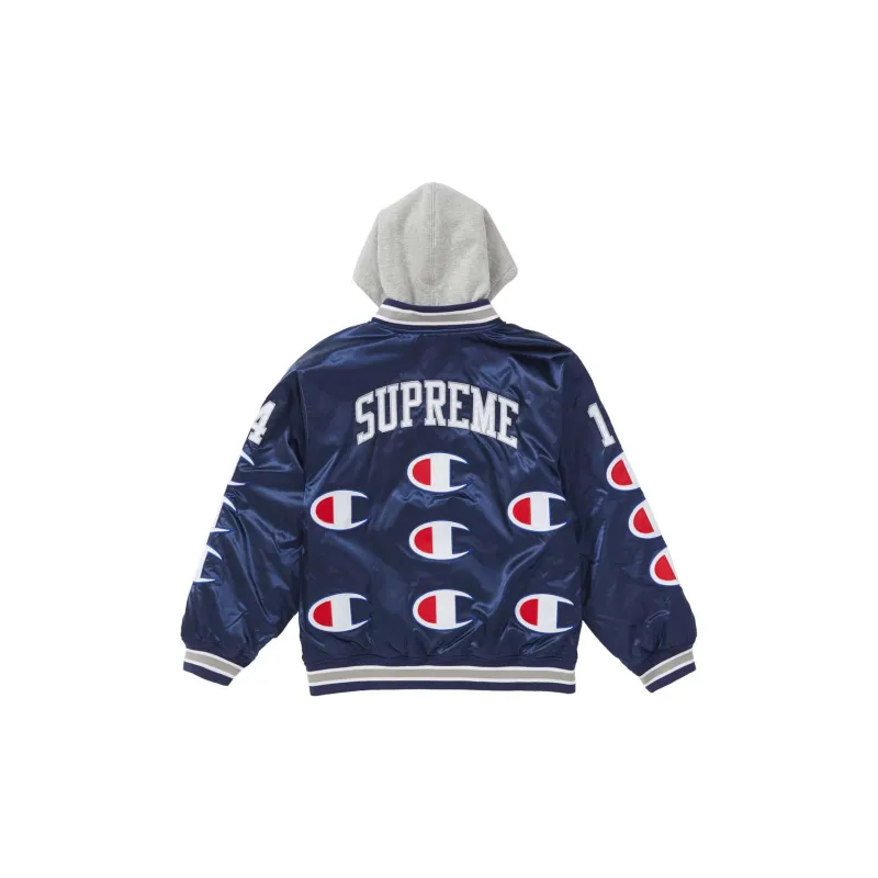 Supreme Champion Hooded Satin Varsity Jacket-1