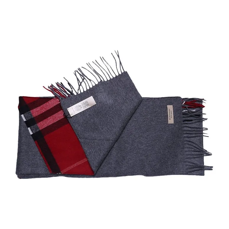 Burberry Knit Scarves Men Red Gray Multicolor-1