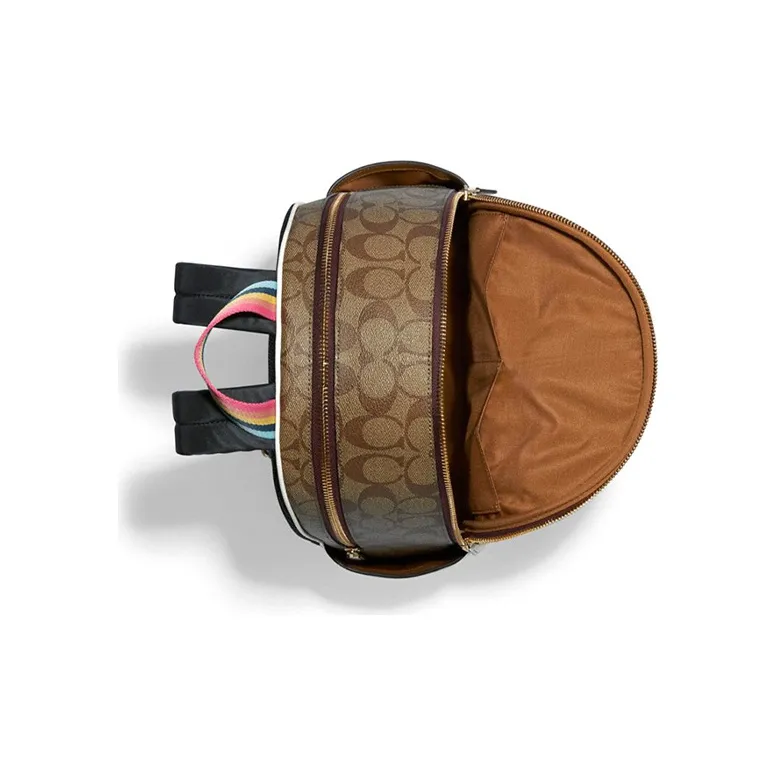 COACH Snoopy Collaboration Court Artificial Leather Backpack Large Size Women's Khaki Monogram & White-2