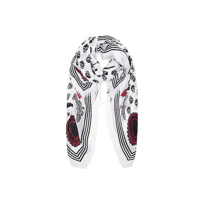 Alexander McQueen Knit Scarves Women's White Black Multicolor-1